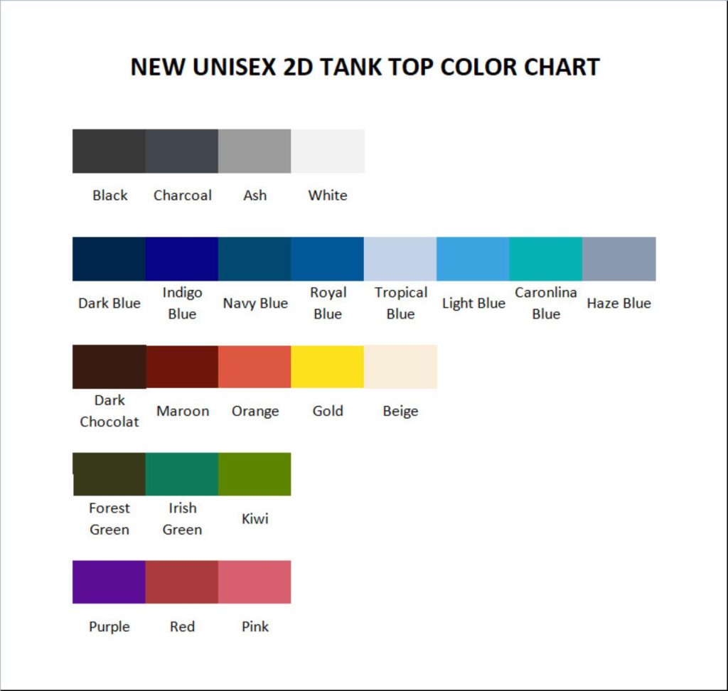 tank top color chart - The Sims Merch